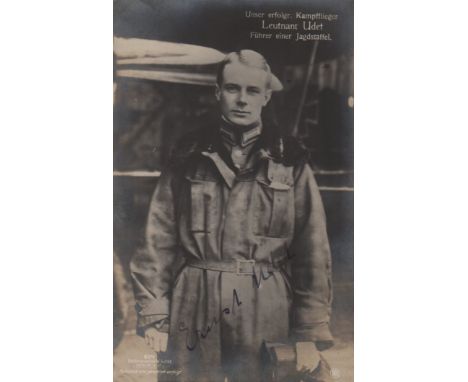 UDET ERNST: (1896-1941) German Oberleutnant of World War I, a Flying Ace officially credited with 62 victories, thereby makin