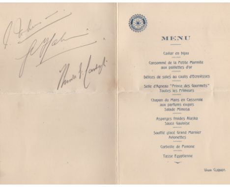 JOHNSON AMY: (1903-1941) English Pioneer Aviatrix. A printed 8vo menu for a dinner held in honour of Johnson by the Rotary Cl