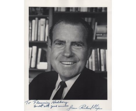 NIXON RICHARD: (1913-1994) American President 1969-74. A good signed and inscribed 8 x 10 photograph of Nixon in a smiling he