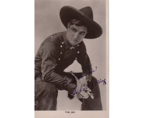 ACTORS: Selection of vintage signed postcard photographs by various film and stage actors including Tom Mix, Eddie Cantor, Ro