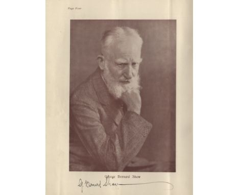 SHAW GEORGE BERNARD: (1856-1950) Irish Playwright, Nobel Prize winner for Literature, 1925. A printed 4to souvenir programme 