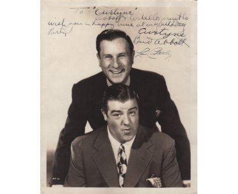 ABBOTT & COSTELLO: ABBOTT BUD (1895-1974) & COSTELLO LOU (1906-1959) American Film Comedians. Vintage signed sepia 8 x 10 pho