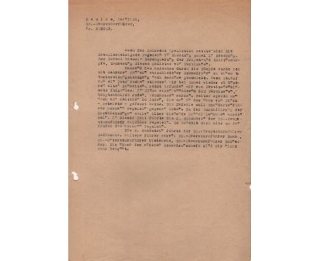  SCHUTZSTAFFEL (SS) WAR CRIMES: An original carbon typed document, unsigned, one page, 4to, n.p., n.d. (c.1945/46), in German