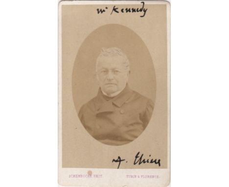 THIERS ADOLPHE: (1797-1877) French Prime Minister 1836 &amp; 1840 and President 1871-73. A good vintage signed sepia carte-de