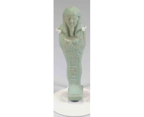 Egyptian Faience Shabti for Pa-di-Kemen-per-saLate Period, XXVI Dynasty, 664-525 B.C.Pa-dit-Kemen-per-sa, (lit. 'the gift of 
