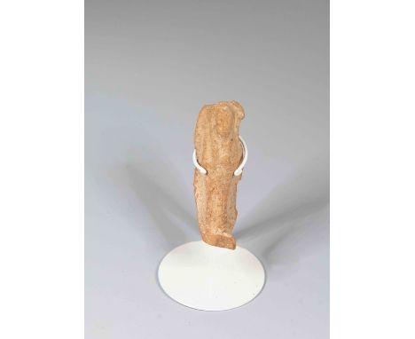 Egyptian Pottery ShabtiThird Intermediate Period, c. 900 B.C.Simple very small mould-made mummiform figure. Arms across chest