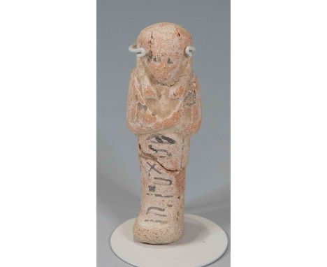Egyptian Clay Oveseer Shabti for Pa-em-Penedj21st - 22nd Dynasty.A small pottery mould-made overseer shabti with modelled fea