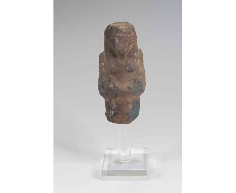 Egyptian Faience ShabtiThird Intermediate Period, Circa 900 BC.The figure is in typical mummiform position with arms crossed 