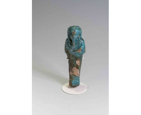 Egyptian Cachette Bright Blue Faience ShabtiCache I/II,Third Intermediate Period, Circa 900 BC.The figure is depicted in mumm