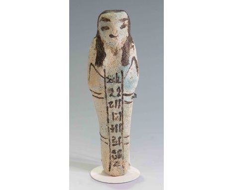 Egyptian Faience Shabti for The Seal Bearer of the armyNew Kingdom, 19th Dynasty/20th Dynasty.Translated: The Osiris, the sea
