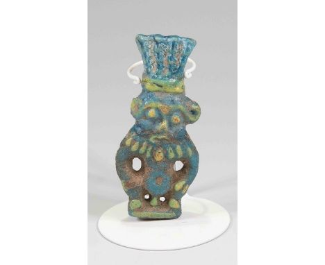 Egyptian Bichrome Bes AmuletPtolemaic Period, c. 30 BC.A faience bichrome Bes amulet.6cm high.FOOTNOTESProvenanceJulian Bird 