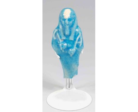 Egyptian Faience Turquoise ShabtiPtolemaic Period, c. 300 - 32 BC.The figure is depicted in mummiform position in deep turquo