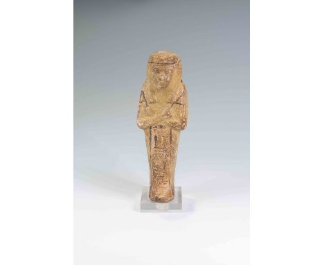Egyptian Faience Shabti for Ankh-ef-en-DjehutyThird Intermediate Period, 22nd Dynasty,  945 - 715 B.C.A light green faience f