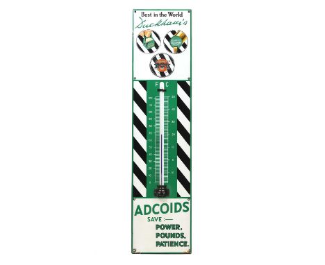 A 'Duckham's Adcoids' thermometer advertising sign, c.1950, 'Best in the World NOL Engine Oil', enamel, with spirit tube, 115