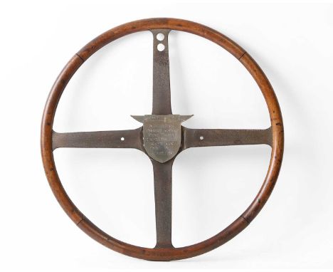 The original 'Delage 1' walnut steering wheel, 45.7cm diameterThe history of 'Delage I' and this steering wheel starts in Fra