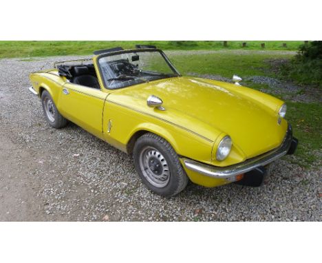 Make and Model: Triumph Spitfire MK IVRegistration: SPG 697MYear : 1973Colour: Mimosa YellowEngine Capacity: 1493CCChassis No