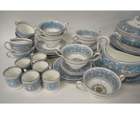 An extensive collection of Wedgwood dinner wares in the Florentine pattern W2714 comprising two large circular tureens and co