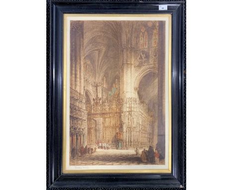 James Alphege Brewer (1881-1946) / Henry Charles Brewer (1866-1950), 'Toledo Cathedral', hand coloured etching, signed and ti