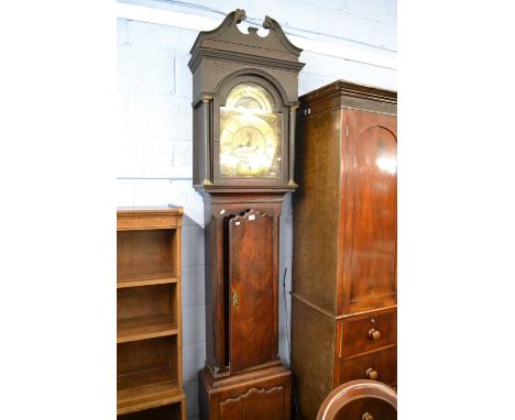Matthew Juler, Bedminster - A George III brass faced long case clock with arched dial marked High Water at Bristol Quay, moon