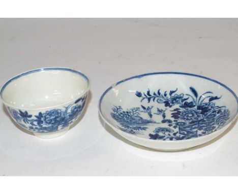 A Worcester porcelain fence pattern tea bowl and saucer, circa 1770