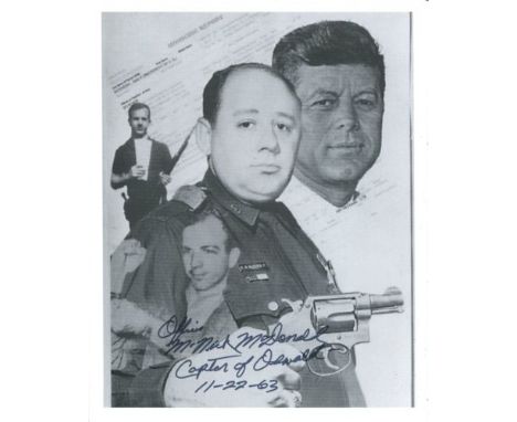 JFK ASSASSINATION, 8x10 photo signed by Nick McDonald, the policeman who arrested Lee Harvey Oswald, the man who shot JFK, wh