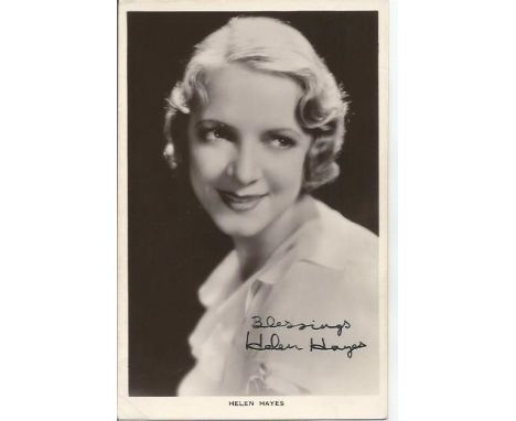Helen Hayes signed vintage postcard photo. October 10, 1900, March 17, 1993 was an American actress whose career spanned almo