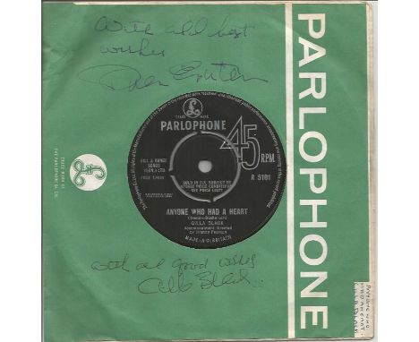 Brian Epstein and Cilla Black signed 45rpm record sleeve. Includes Anyone who had a heart record. Rare autograph of the man w