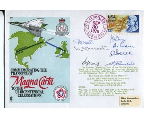 VULCAN BOMBER CREW, RAF cover commemorating the transfer of the Magna Carta to the USA for their US Bicentennial Celebrations
