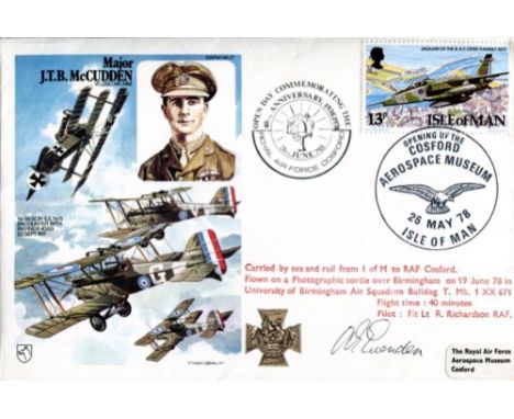 1st ATLANTIC CROSSING, Historic Aviators cover dedicated to Great War ace Major J McCudden VC and signed by Wing Commander Be