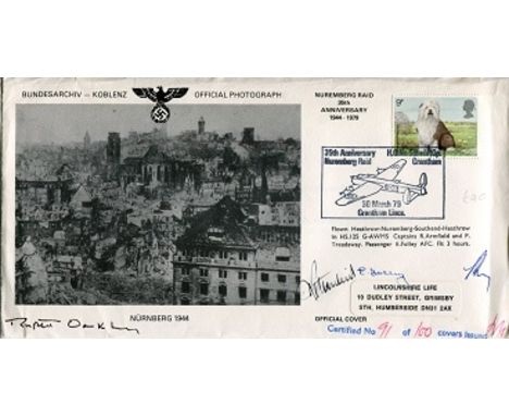 RAF BOMBER PILOTS, Cover signed by Rupert Oakley DFM, DFC who completed three tours 600, 61, 83, 627 squadrons before staying