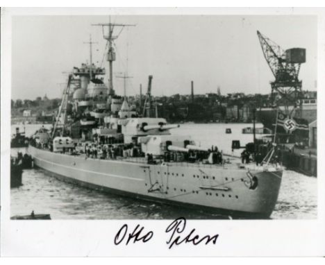 BISMARCK SURVIVOR, 5x4 inch photo signed by Bismarck survivor Otto Peters, a Stoker on Bismarck who was picked up after the s