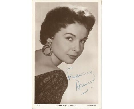 Francoise Arnoul signed sepia postcard photo. French actress, who achieved popularity during the 1950s. Good Condition. All s