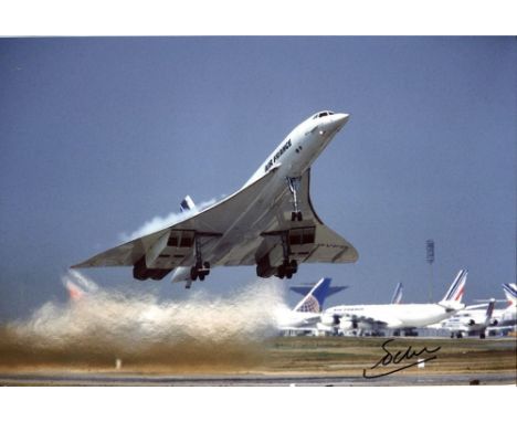 CONCORDE, 8x12 inch photo signed by early French Concorde test Pilot, Gilbert Defer who flew alongside Andre Turcat on many t