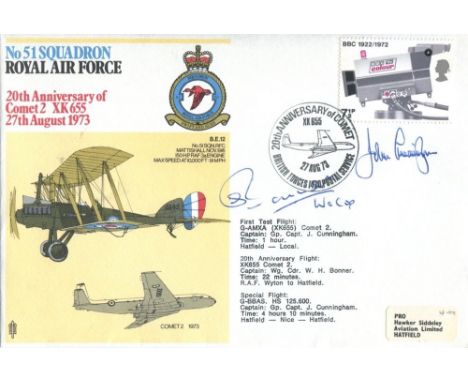 RAF NIGHTFIGHTER ACE, 20th anniversary of the Comet 2 cover, signed by WW2 fighter ace and Comet test pilot John Cunningham D