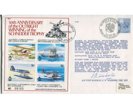 SCHNEIDER TROPHY, 50th anniversary of the outright winning of the Schneider Trophy cover signed by Air Vice Marshal S. N Webs