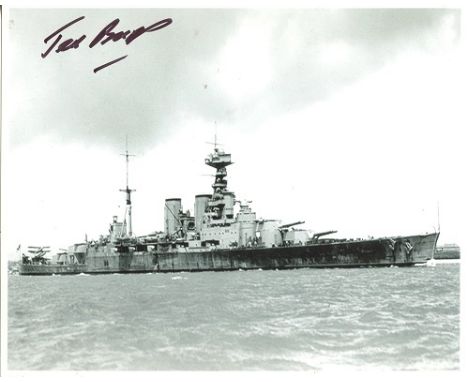 HMS HOOD, 8x10 inch photo hand signed by the late Ted Briggs, who at the time of signing was the last living of only three me