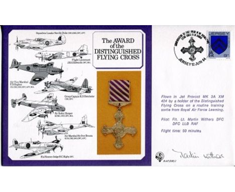 FALKLANDS WAR, Award of the DFC cover flown and signed by Martin Withers DFC who flew Vulcan bombers during the Falklands con