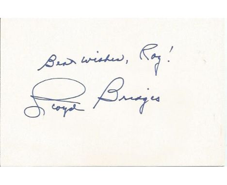 Lloyd Bridges signed white 6x4 card. January 15, 1913, March 10, 1998 was an American film, stage and television actor who st