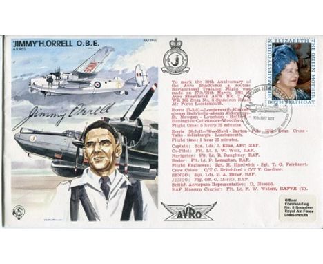 AVRO TEST PILOT, Test Pilots series cover dedicated to and signed by Jimmy Orrell who was a test pilot for the Avro Lancaster