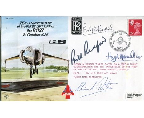 HARRIER VTOL, 1st Lift-Off of the Hawker Harrier variant P. 1127 cover signed by Hawker Chief Test Pilot Bill Bedford who car