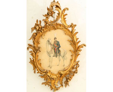Paja Jovanovic (1859-1957)- attributed, Portrait of the serbian King Aleksander I ( 1876-1903) on horse back in uniform , wat