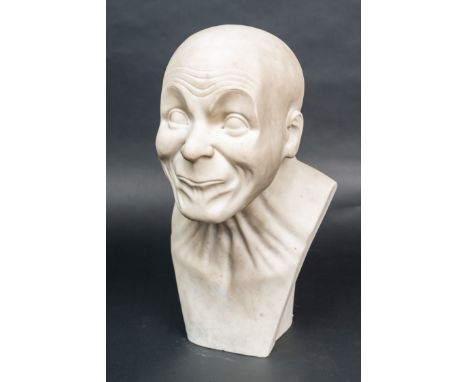 Franz Xaver Messerschmidt (1736-1783)- follower, character head of a male portrait bust with a grimace . Masterly sculpted wh