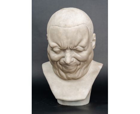 Franz Xaver Messerschmidt (1736-1783)- follower, character head of a male portrait bust with grimace . Masterly sculpted whit
