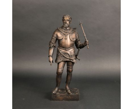 Pompeo Leoni (1530 – 1608) – taste of, full portrait statue of Carl V. (1500 – 1558). In armour with sceptre on integrated ba