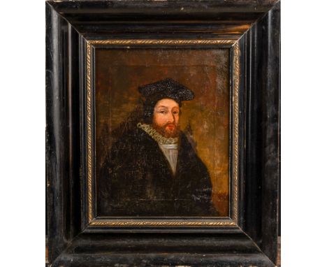 English school 17/18th Century, Portrait of a Scholar , oil on canvas, framed. 30 x 24 cm