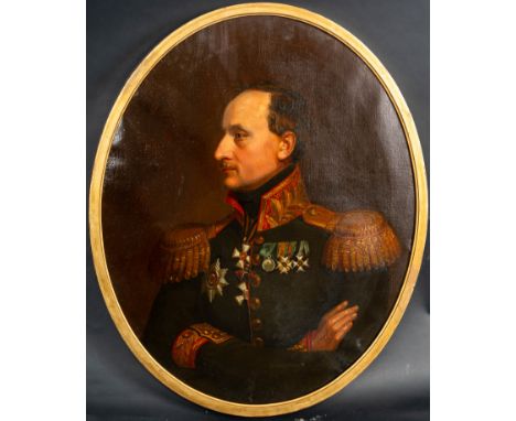 Russian Artist 19th Century, Portrait of General Wilhelm Christoph Benkendorff (1781-1844) , oil on canvas, oval, framed, on 