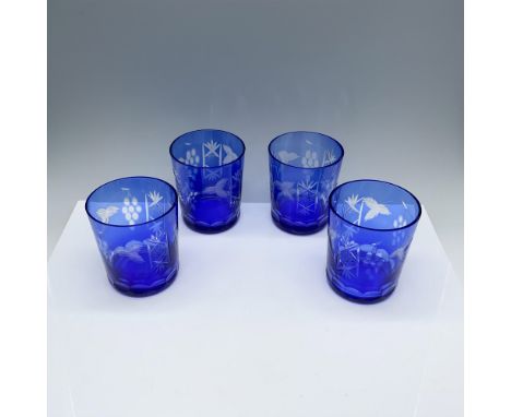 Lovely set of Baccarat inspired cut crystal cups with bohemian designs. Issued: 20th centuryDimensions: 4"H x 3.75" dia. Cond