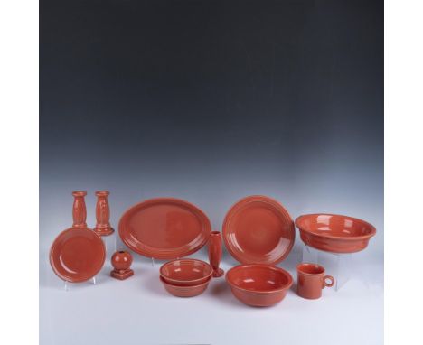 Extensive and varied pottery consisting of a large oval platter (9.5"L x 13.5"W x 1.75"H), large serving bowl (10.5"W x 3"H),