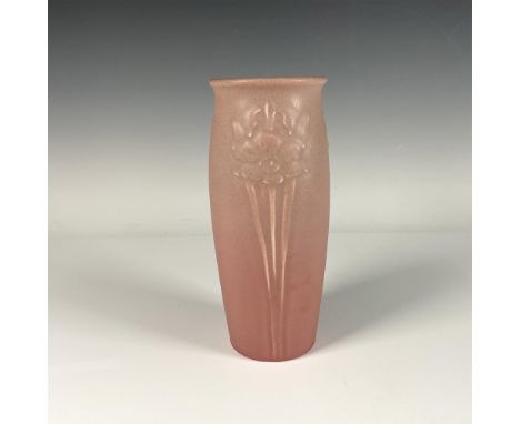 Elegant dark orange pink matte pottery. Rookwood stamp, XXI, and 2476 at the bottom of the vase. Issued: 1921Dimensions: 3.75