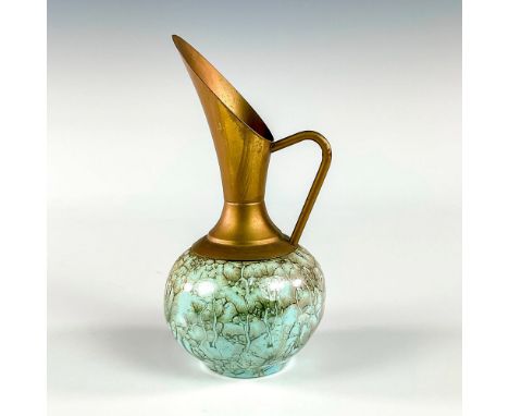 Turquoise toned with lustre finish &amp; branch patterning. With handle. Brass accented spout &amp; handle. This item has no 